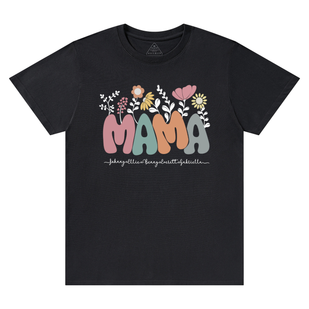 Personalized Floral Mom Shirt With Kids Names