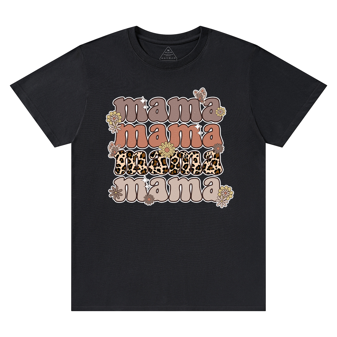 Leopard Mama Retro Flowers T-Shirt