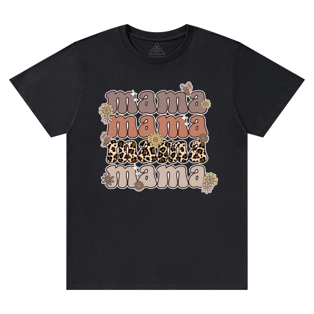 Leopard Mama Retro Flowers T-Shirt