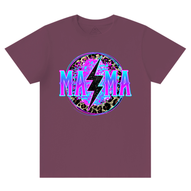 Mama Lightning Bolt Retro Leopard T-Shirt