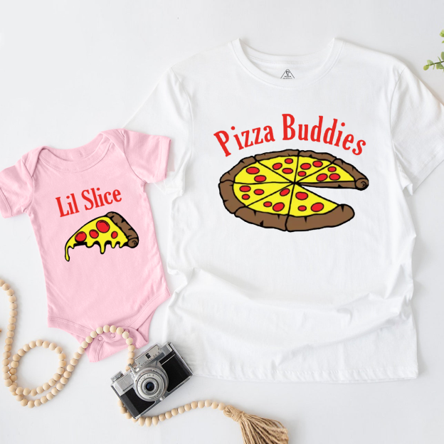 Personalized Pizza Buddies Lil Slice Dad&Me Matching Shirts