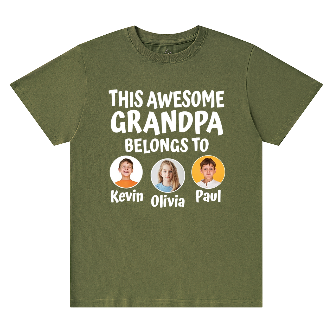 Personalized Grandpa With Grandkids Name And Photo T-shirt