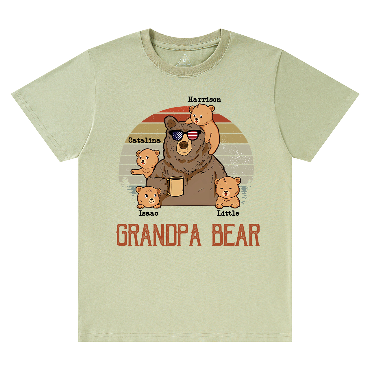 Personalized  Papa Bear And Kids Names T-Shirt 