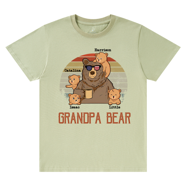 Personalized  Papa Bear And Kids Names T-Shirt 