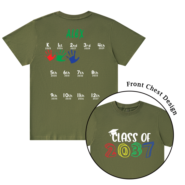 Hand Print-Class Of 2037 Personalized Shirts For School Kids