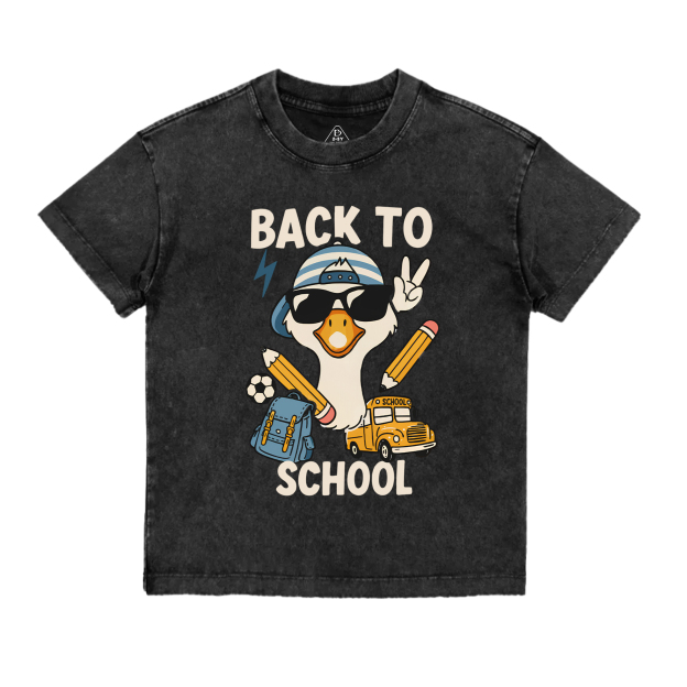 Back To School Goose Toddler&Kids Washed Tees
