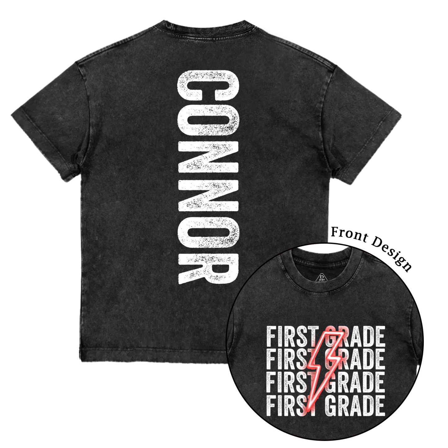 Personalized Lightning Kid Name Toddler&Kids Washed Tees