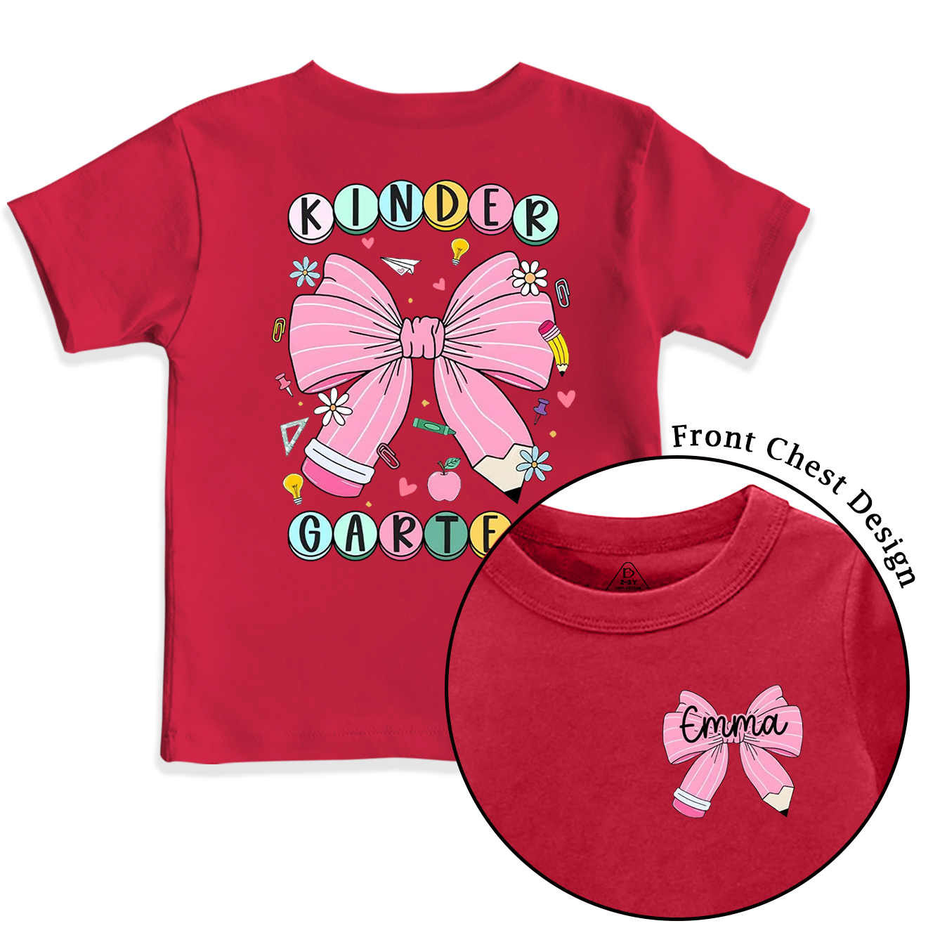 Personalized Back To School Bow Fireworks Toddler&Kid's Tees Beepumpkin 