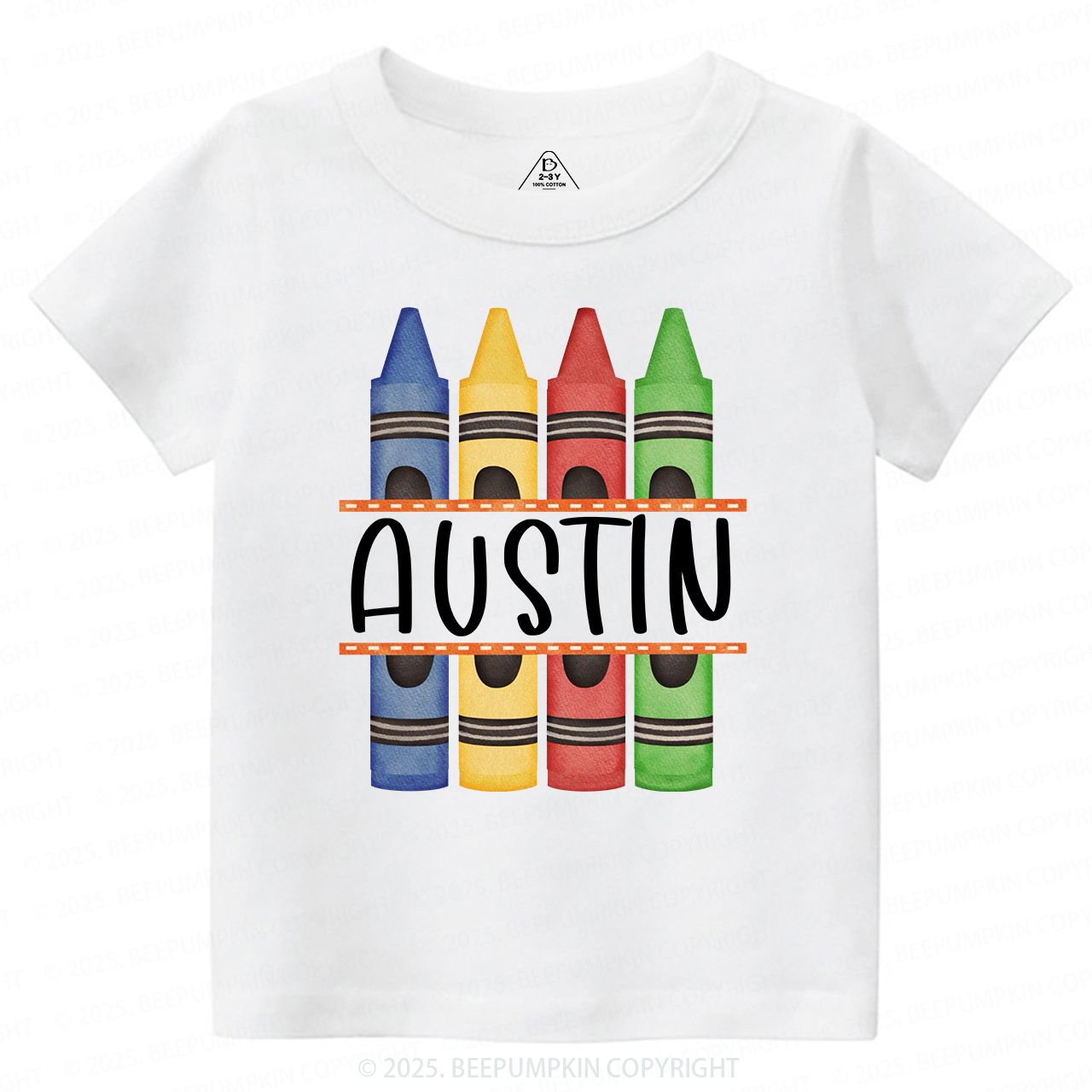 Personalized Crayon Name Back To School Toddler&Kid's Tees Beepumpkin 