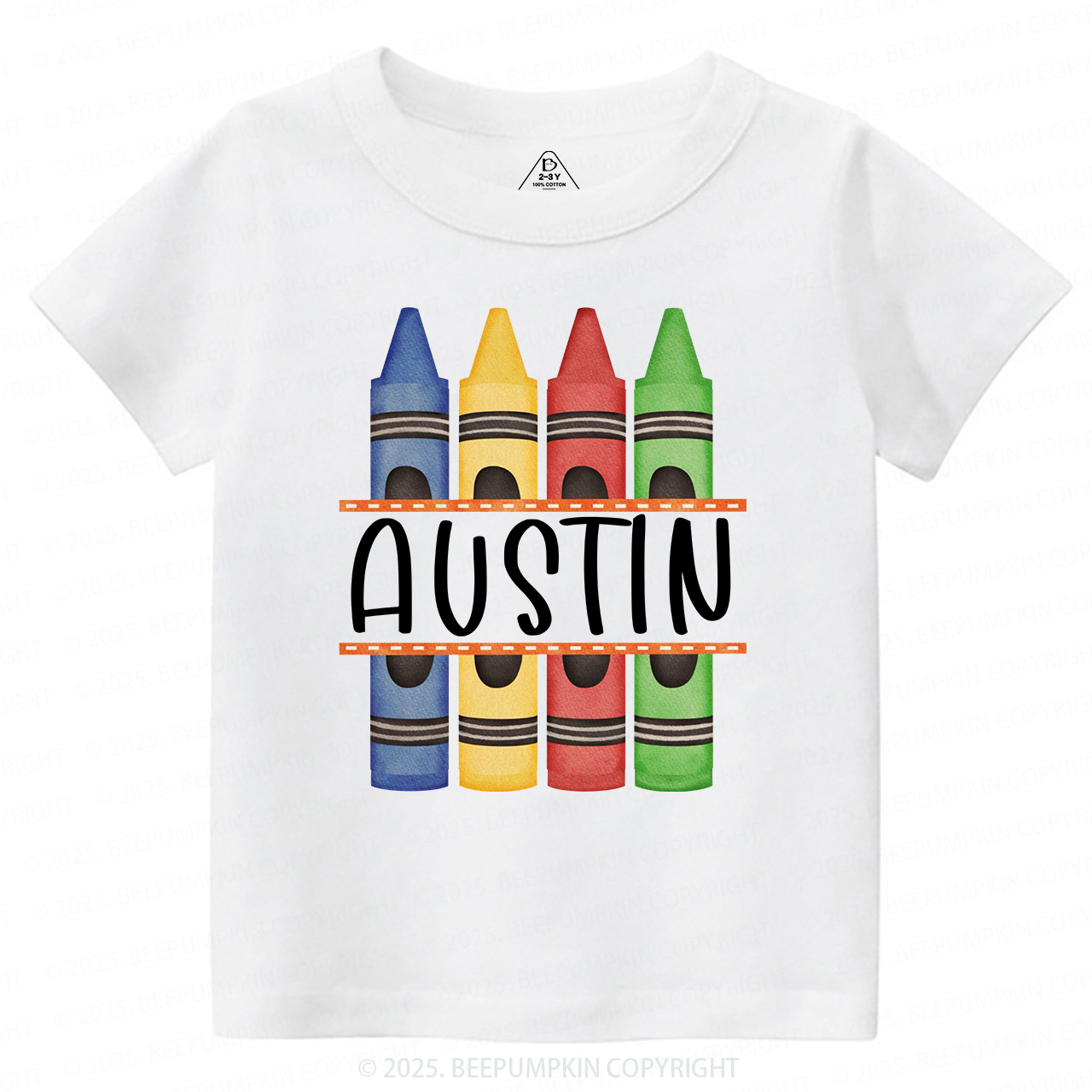 Personalized Crayon Name Back To School Toddler&Kid's Tees Beepumpkin 