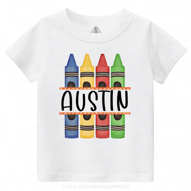 Personalized Crayon Name Back To School Toddler&Kid's Tees Beepumpkin 