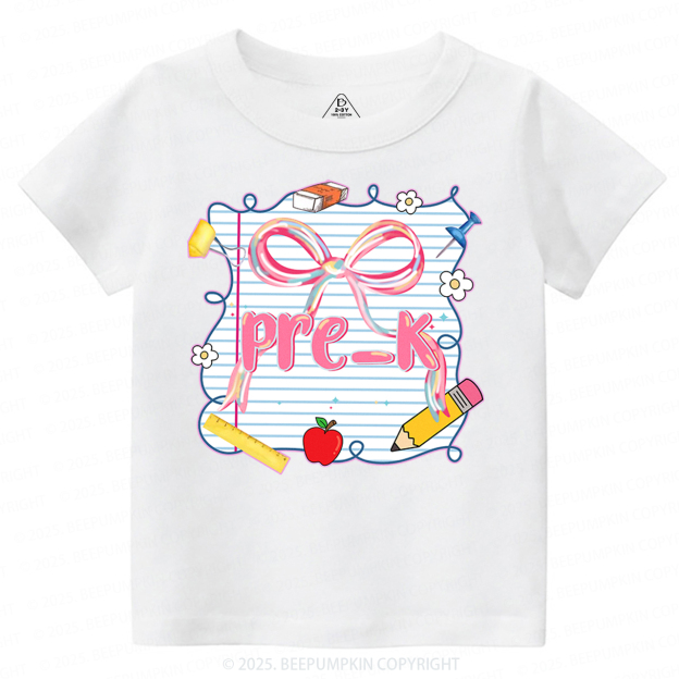 Personalized Preppy Pink Bow Toddler&Kid's Tees Beepumpkin 