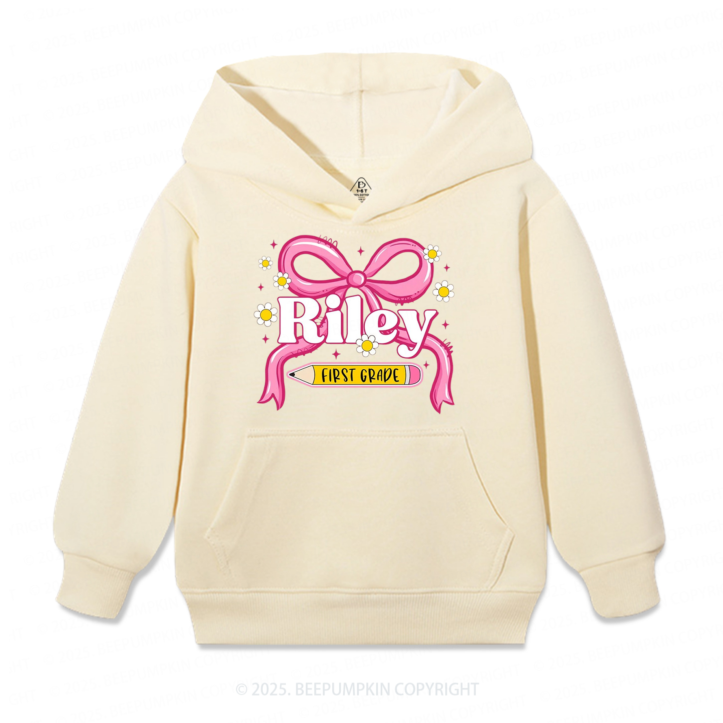 Personalized First Grade Girly Kid's Hoodies Beepumpkin