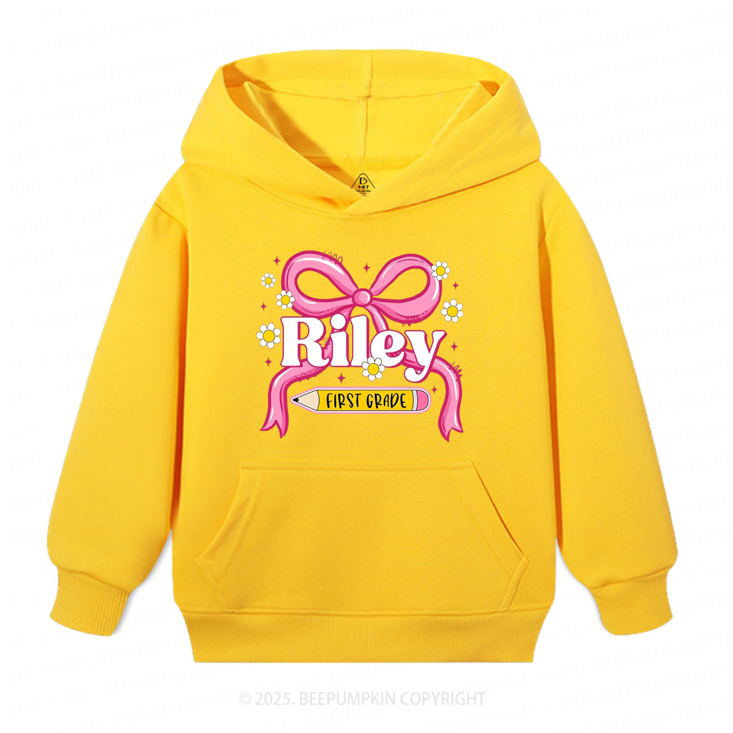 Personalized First Grade Girly Kid's Hoodies Beepumpkin