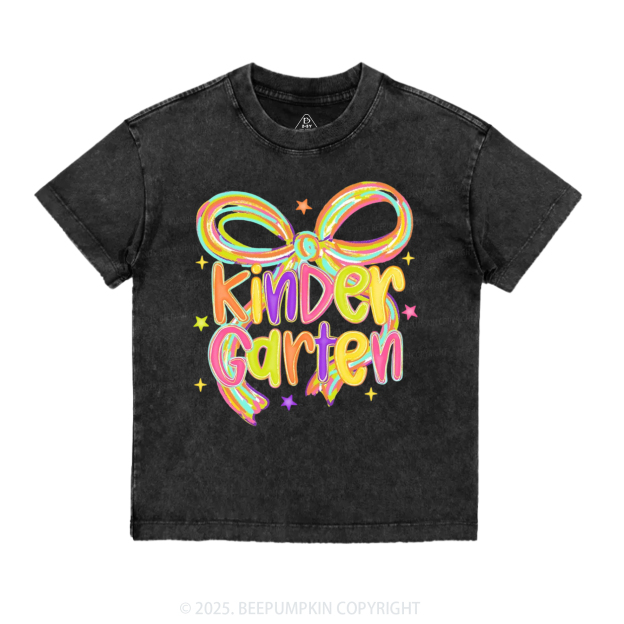 Personalized Girly Bow Sublimation Toddler&Kids Washed Tees