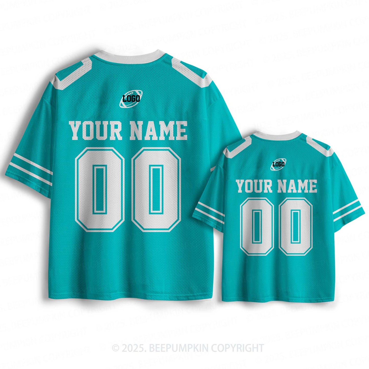Personalized Team Name & Number Teal Family Matching Sport Jersey Beepumpkin