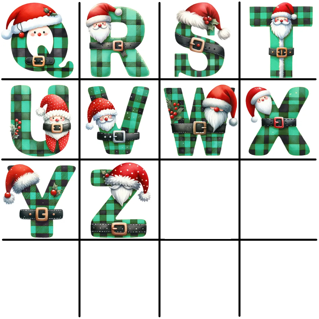 Personalized Green Plaid Letter Family Matching Christmas Gnomes Pajamas Beepumpkin