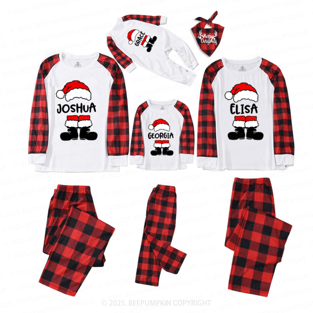 Personalized Santa Hat & Boots Family Christmas Family Matching Pajamas
