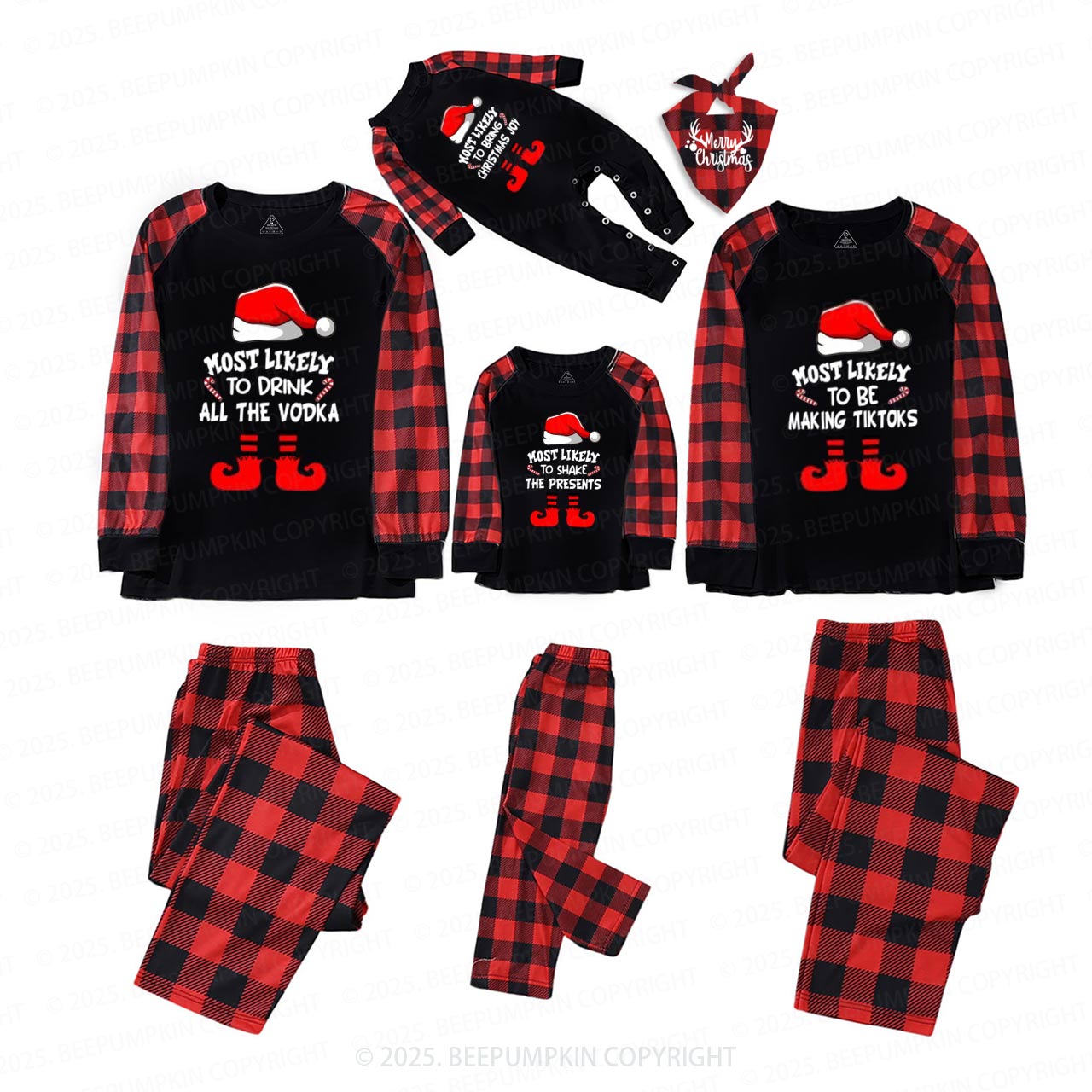 Personalized Cheerful Most Likely To Christmas Family Matching Pajamas
