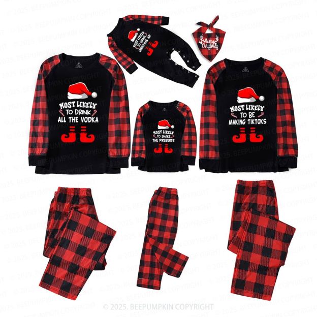 Personalized Cheerful Most Likely To Christmas Family Matching Pajamas
