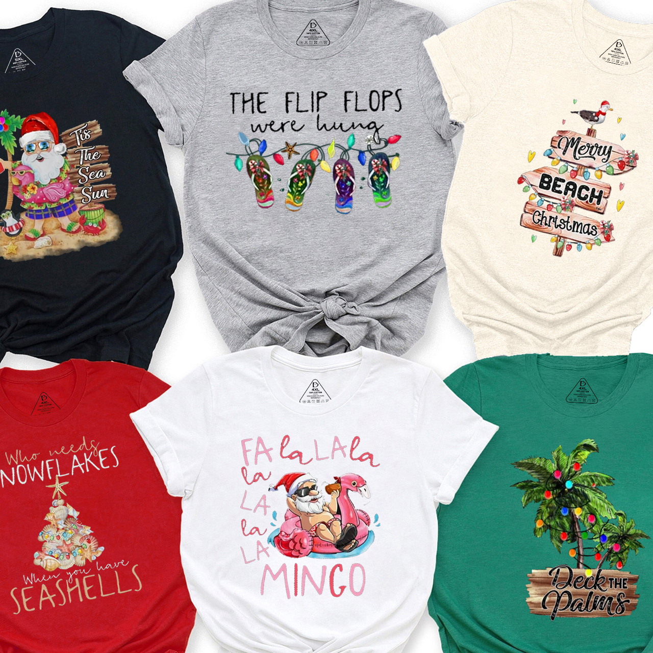 Personalized Christmas On Beach Family Matching T-Shirts Beepumpkin