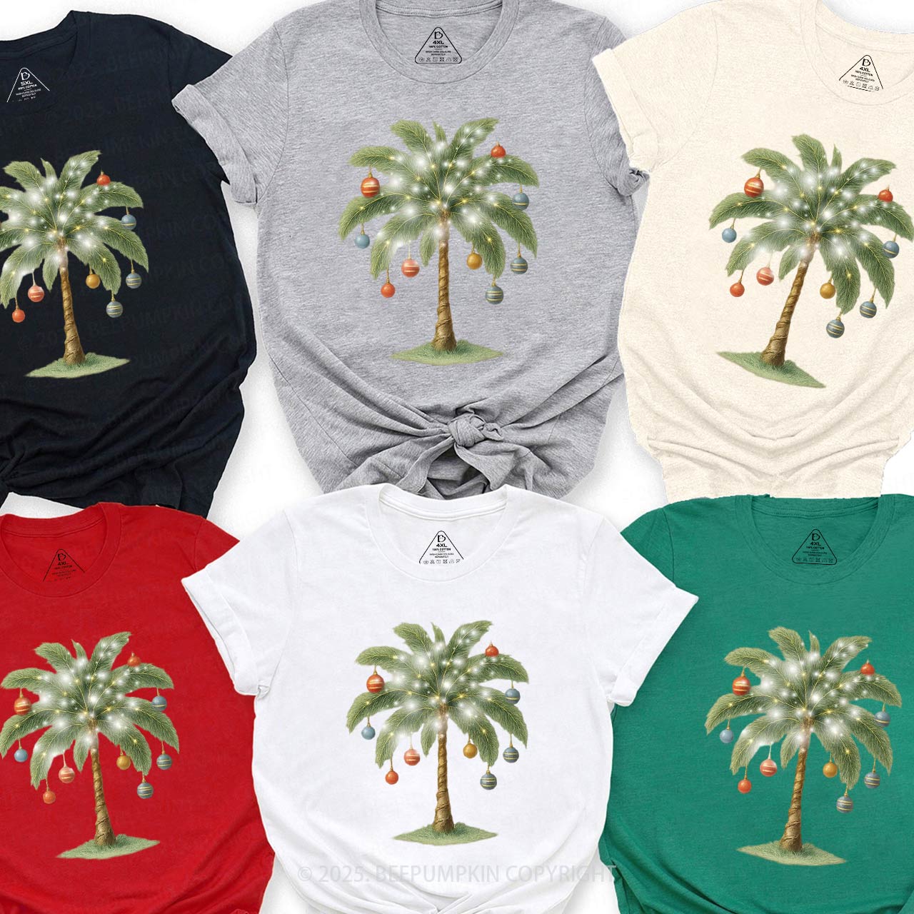 Christmas Palm Tree Family Matching T-Shirts Beepumpkin