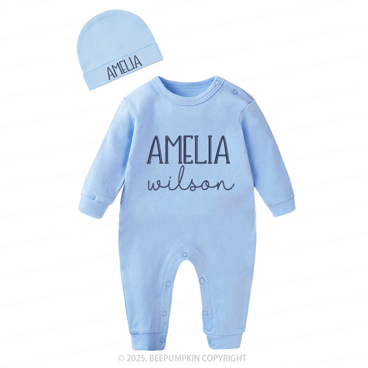 2 Pieces Personalized Baby Rompers Sets (Big Letters)