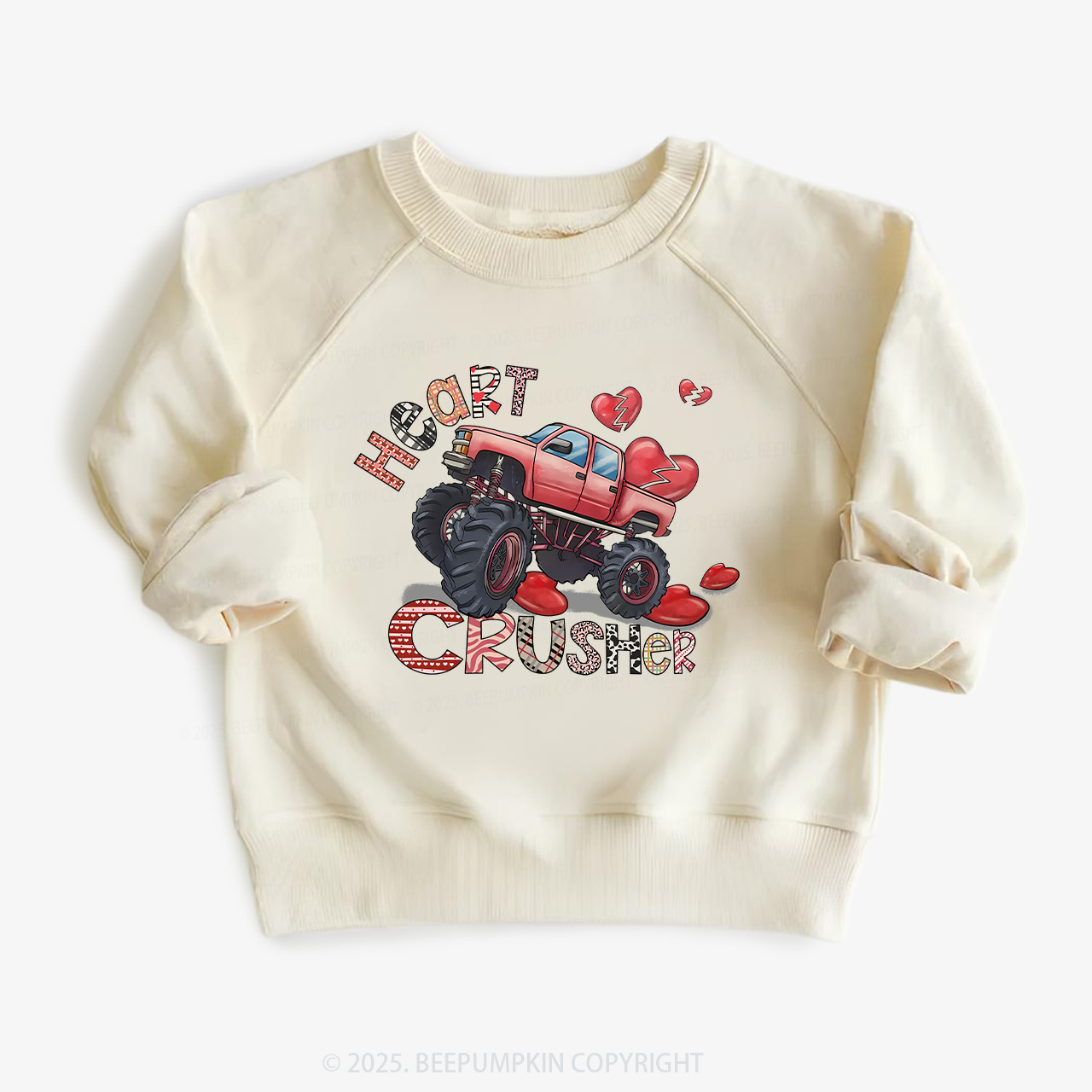 Heart Crusher Retro Natural Kids Sweatshirt