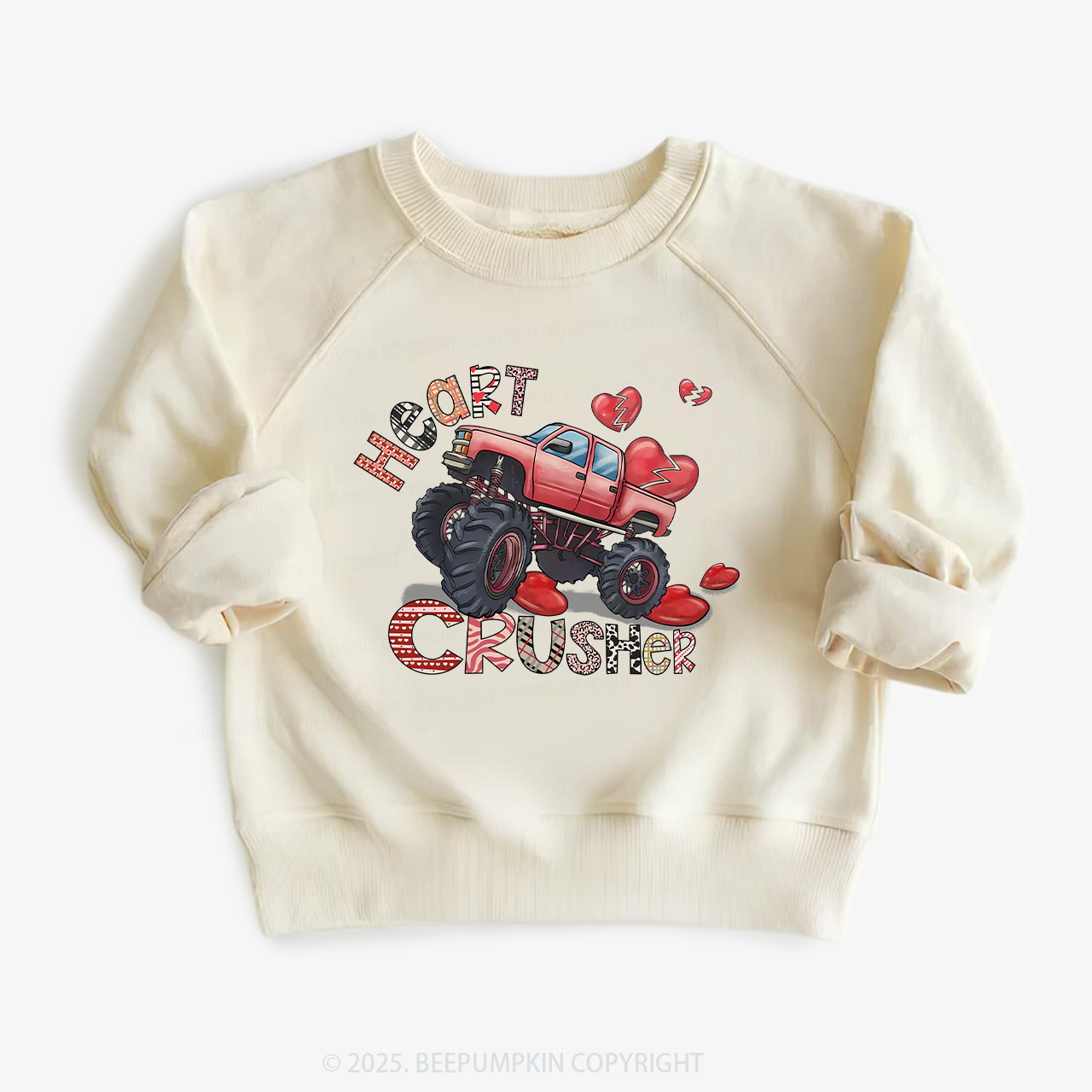 Heart Crusher Retro Natural Kids Sweatshirt Sale-Beepumpkin™