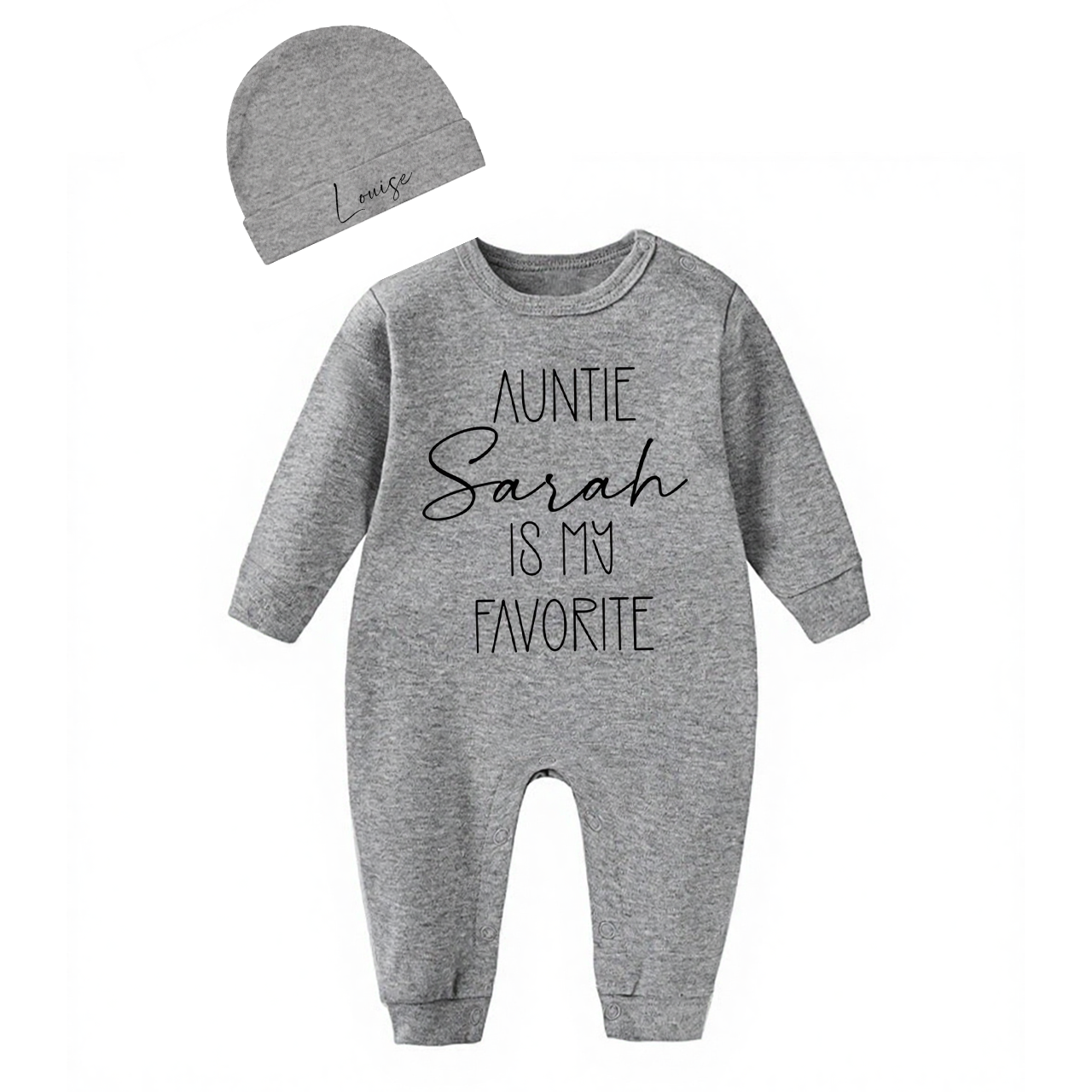 2 Pieces Personalized Auntie Is My Favorite Baby Rompers Sets