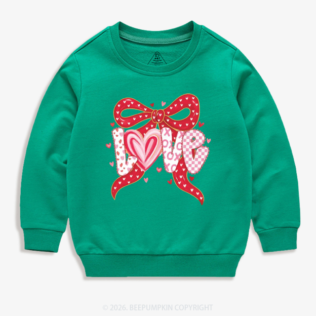 Coquette Bow Love Valentine's Day Kid's Sweatshirt