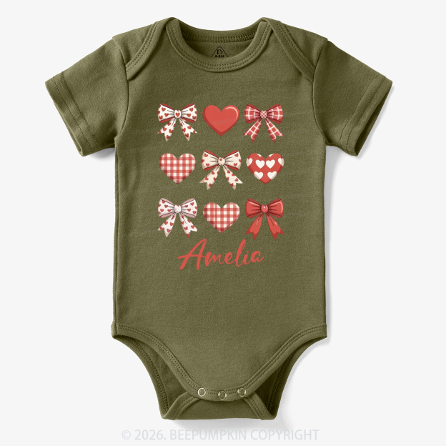 Personalized Bow Heart Valentine's Day Bodysuit