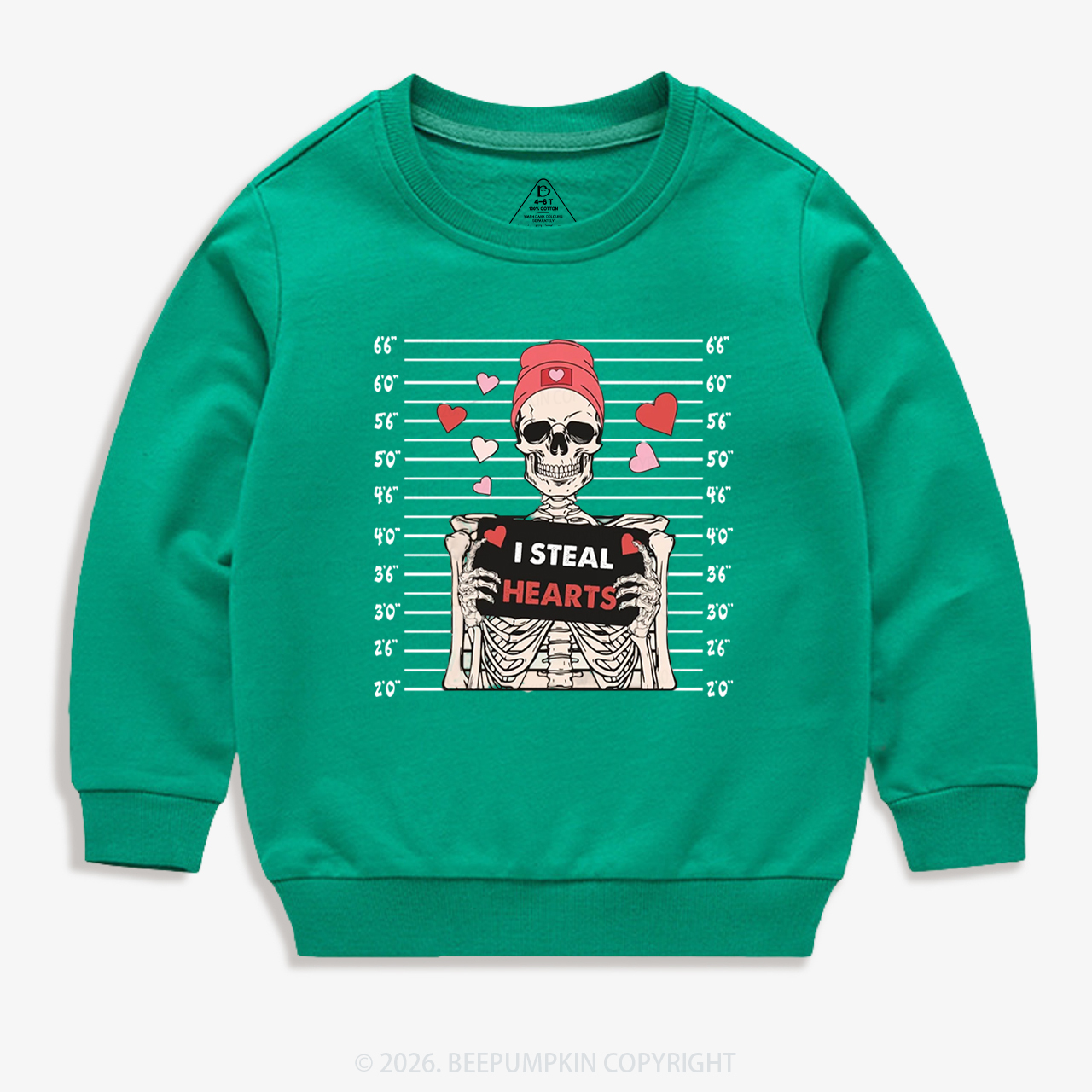 I Steal Hearts Skeleton Valentine's Day Kid's Sweatshirt