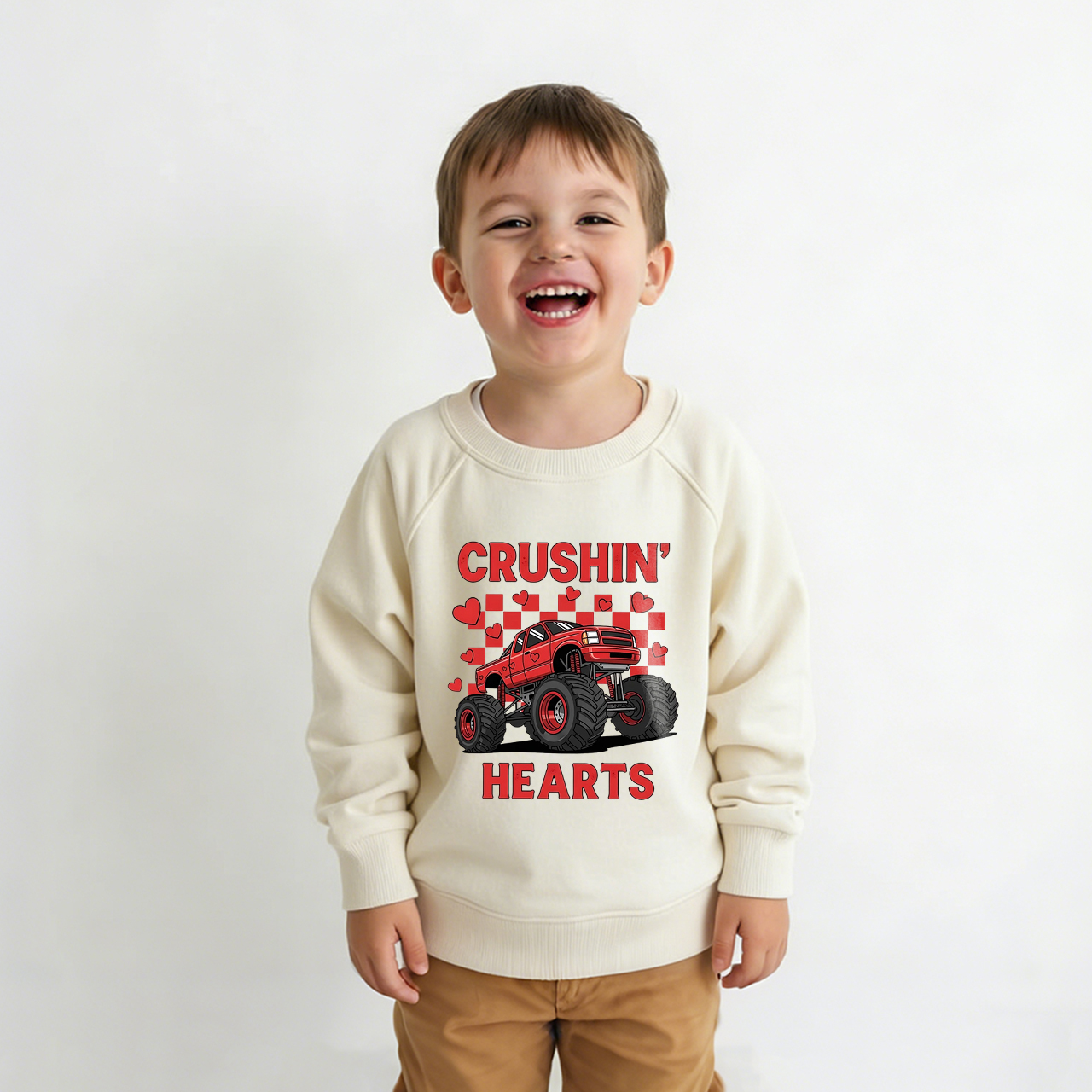 Crushin' Hearts Truck Valentine's Day Kid's Sweatshirt