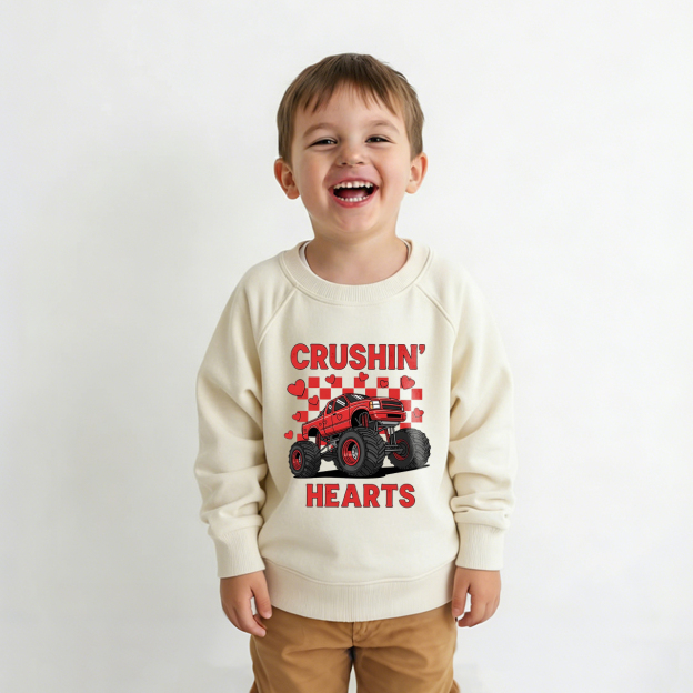 Crushin' Hearts Truck Valentine's Day Kid's Sweatshirt