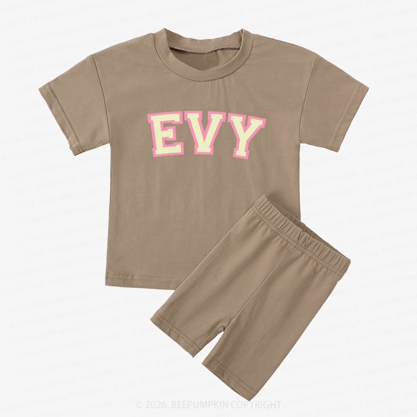 Personalized Name Kids Biker Shorts&Tee