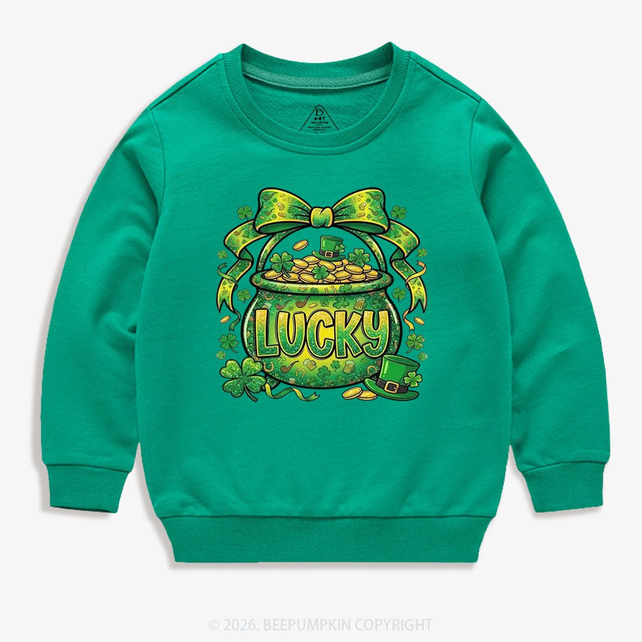 Lucky Shamrock Coquette St. Patrick's Day Kid's Sweatshirt