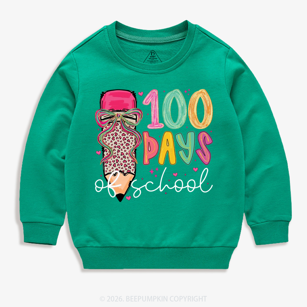 Bow Pencil 100 Days Of  School  Edition Toddler&Kid's Sweatshirt