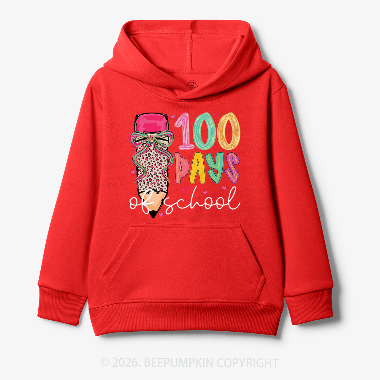 Bow Pencil 100 Days Of  School  Edition Toddler&Kid's Hoodies
