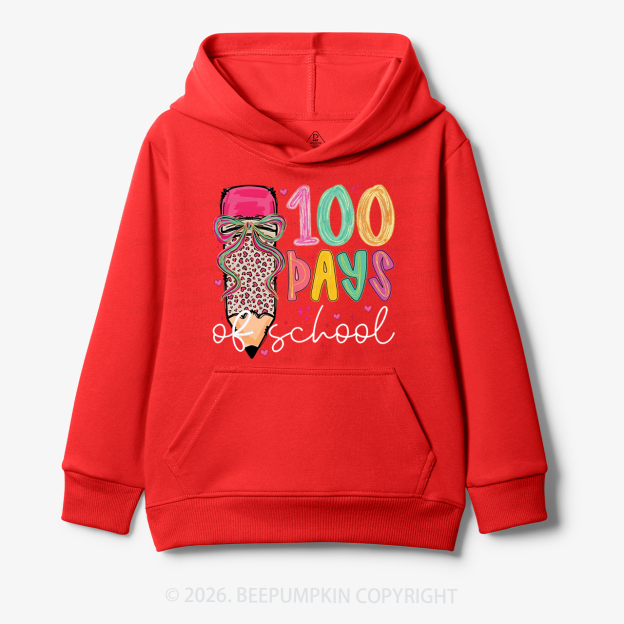 Bow Pencil 100 Days Of  School  Edition Toddler&Kid's Hoodies