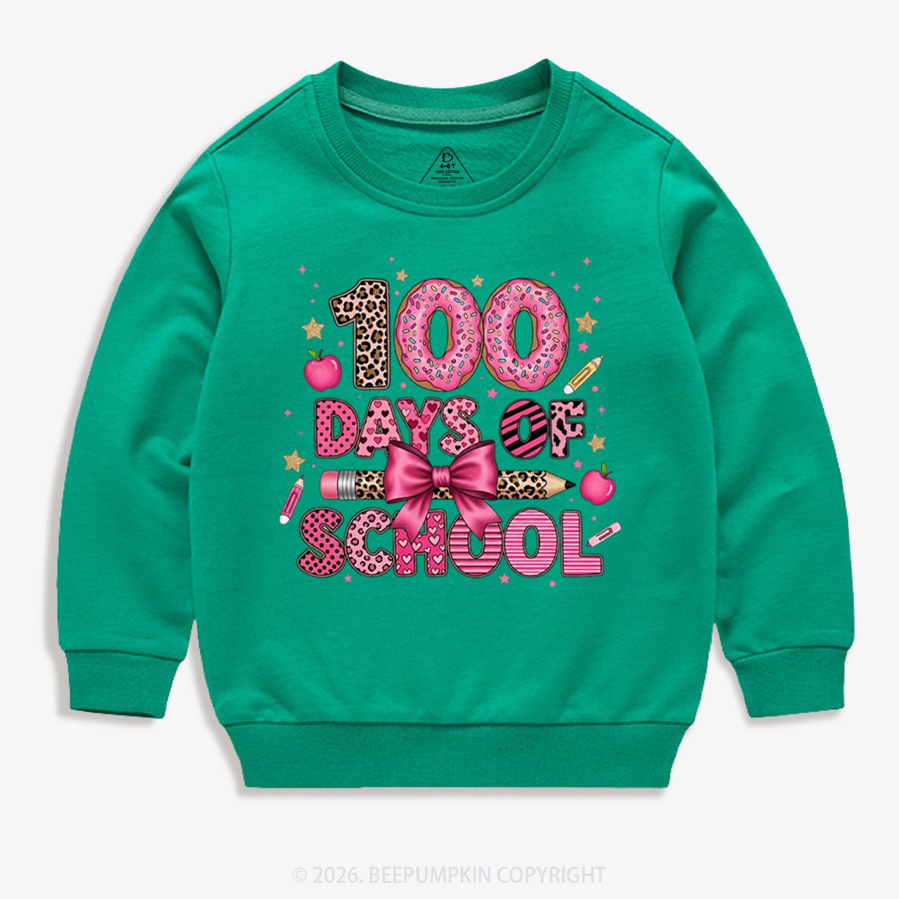 Preppy Pink Bow 100 Days Of School Toddler&Kid's Sweatshirt