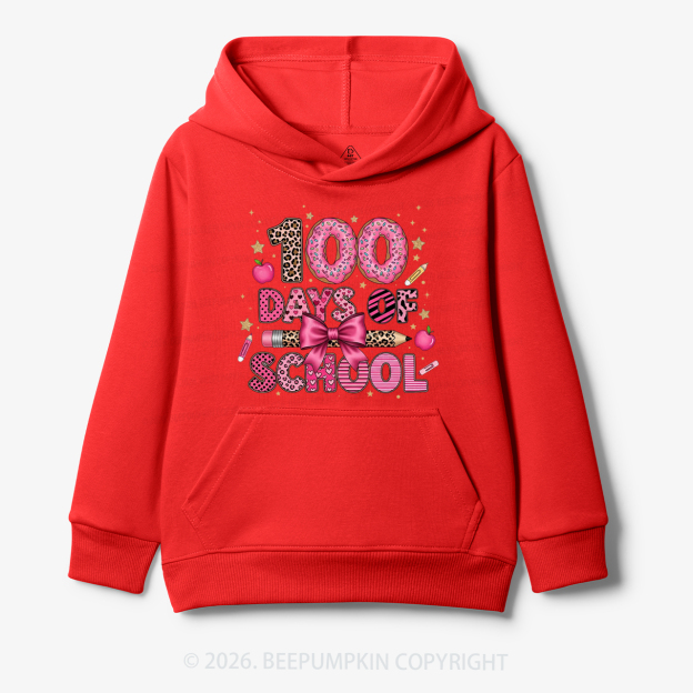 Preppy Pink Bow 100 Days Of School Toddler&Kid's Hoodies