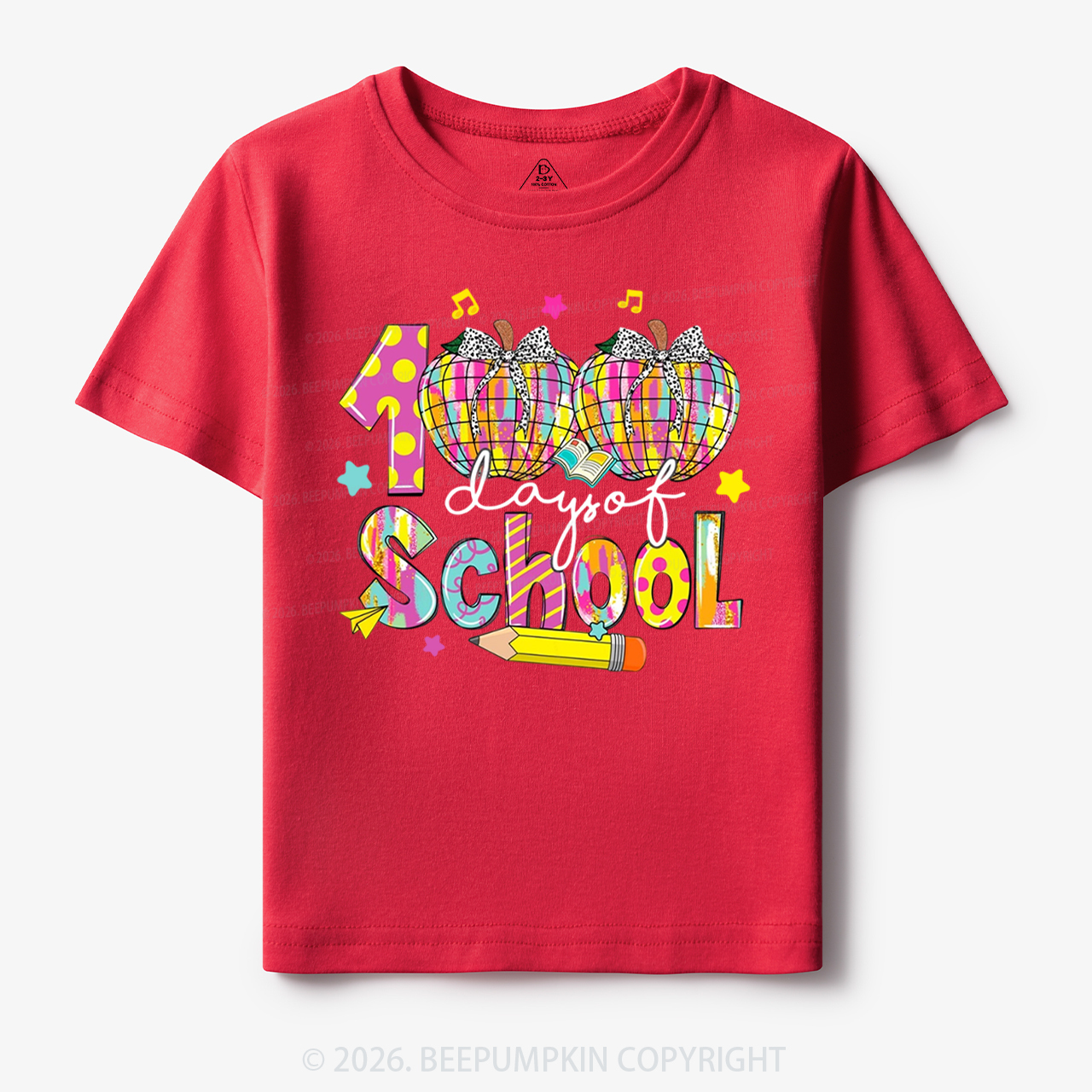 Bow & Plaid 100 Days of School Toddler&Kid's Tees