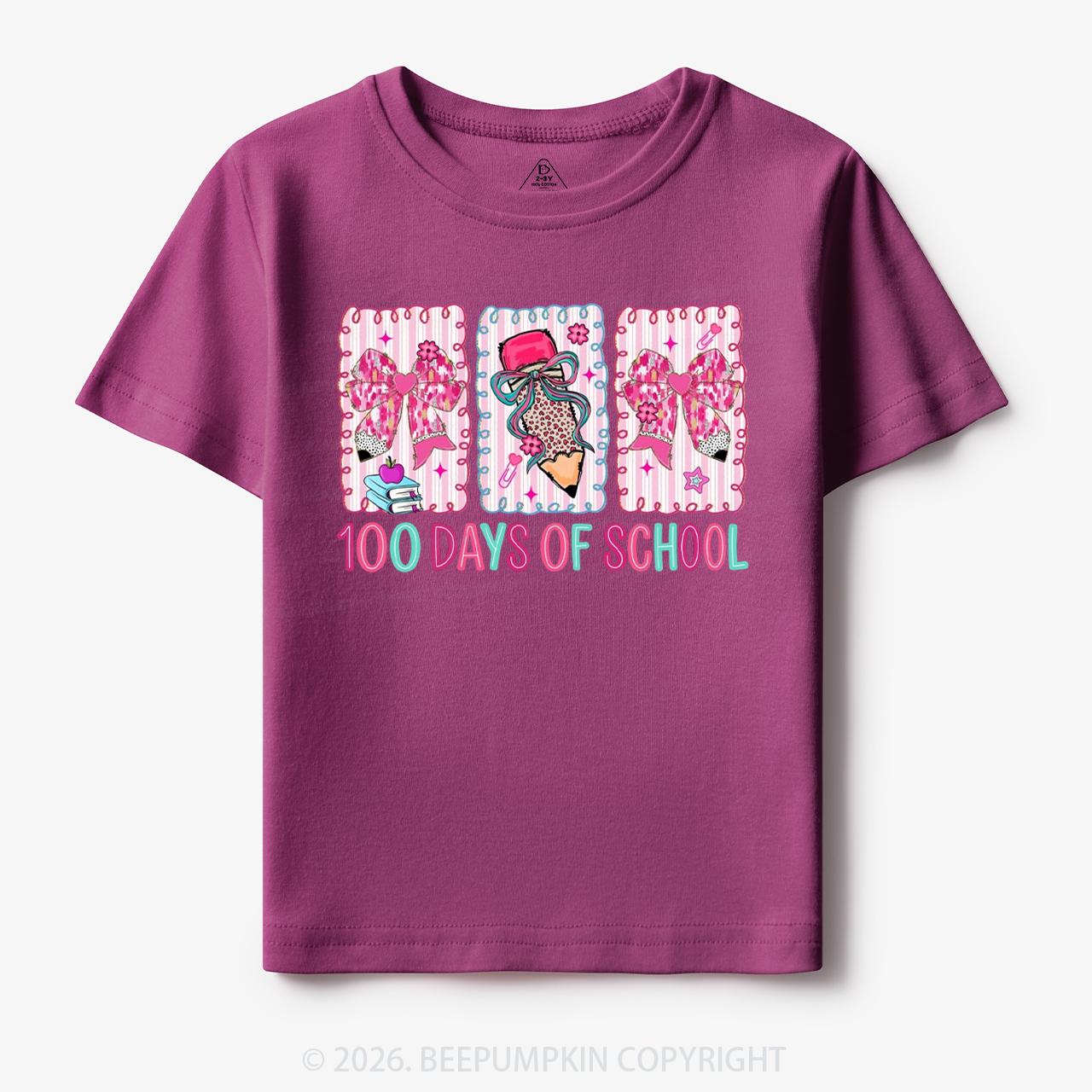 100 Days of School Coquette Bow Pencil Toddler&Kid's Tees