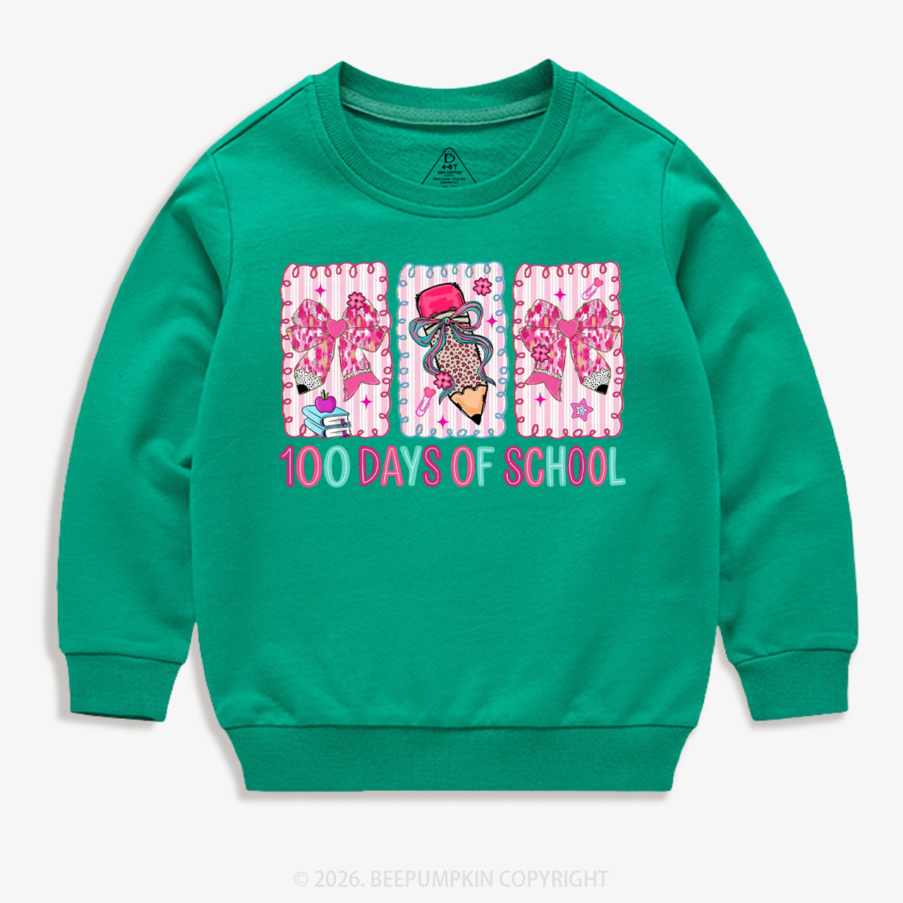 100 Days of School Coquette Bow Pencil Toddler&Kid's Sweatshirt