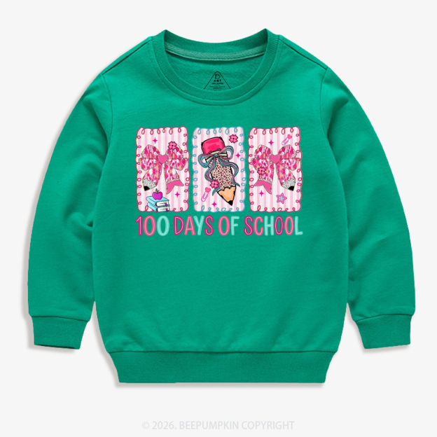 100 Days of School Coquette Bow Pencil Toddler&Kid's Sweatshirt