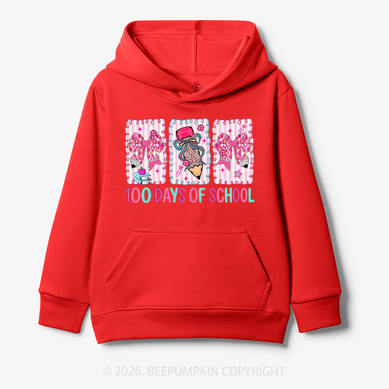 100 Days of School Coquette Bow Pencil Toddler&Kid's Hoodies