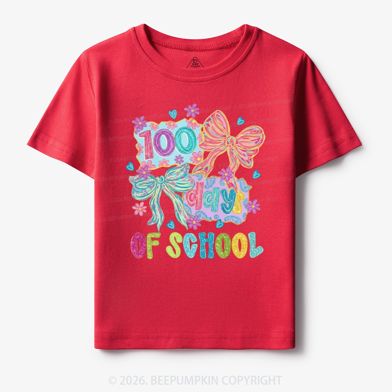 Sparkly Bow 100 Days of School Toddler&Kid's Tees