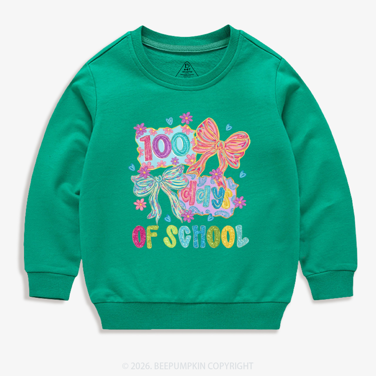 Sparkly Bow 100 Days of School Toddler&Kid's Sweatshirt