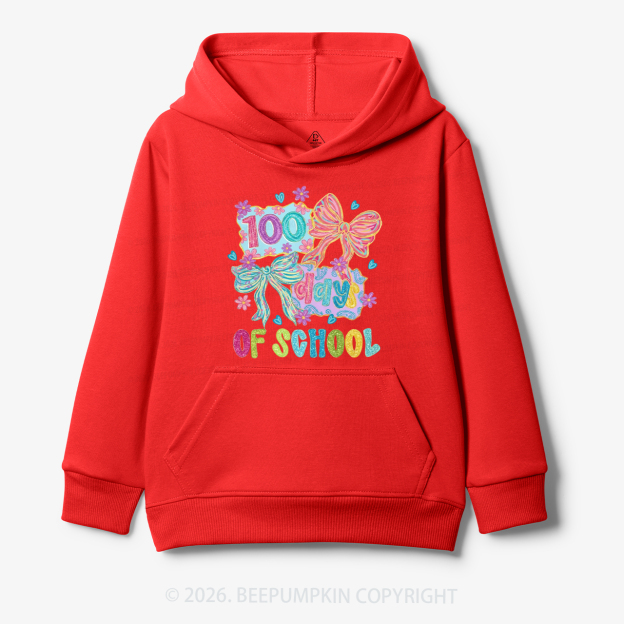 Sparkly Bow 100 Days of School Toddler&Kid's Hoodies
